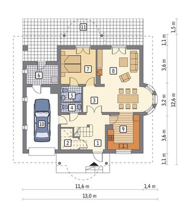 RZUT PARTERU POW. 65,3 m²