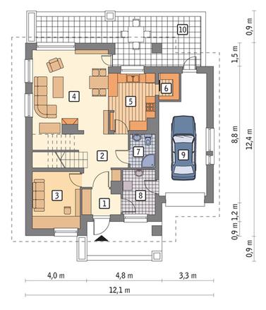 RZUT PARTERU POW. 65,6 m²