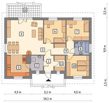 RZUT PARTERU POW. 106,4 m²
