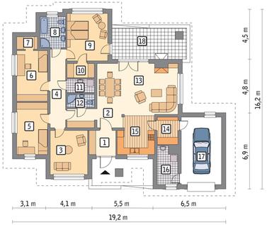 RZUT PARTERU POW. 138,6 m²