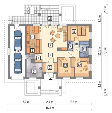 RZUT PARTERU POW. 116,9 m²